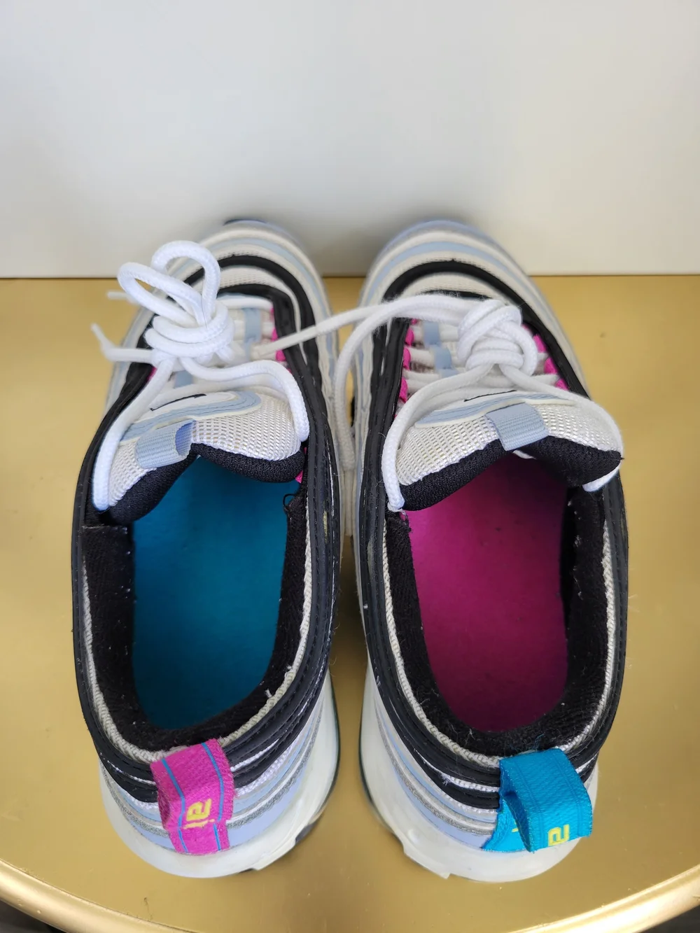 Nike Air Max 97 Sneakers in Light Blue, Black & White Size 4Y Fits Women 5.5
